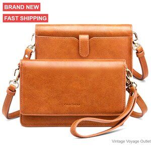 Small Crossbody Bag with RFID Card Slots, 2 Straps, Faux Leather